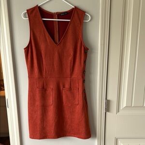 NWOT VeryJ Elegant Rust Dress with Button Detail